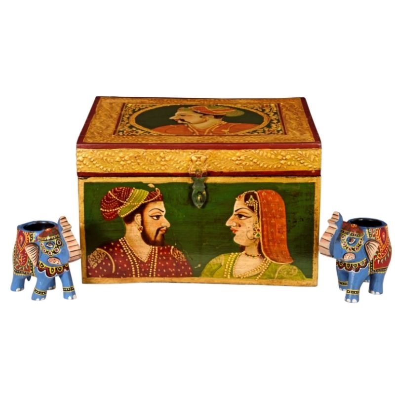 painted storage box, painted wooden box