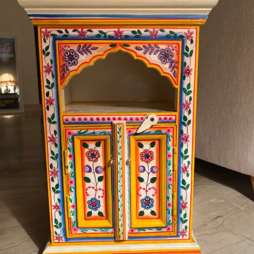 Wooden Nightstand Table, Bedroom Decorative Attractive Painted Bedside Table, Handicraft Home Living Table photo review