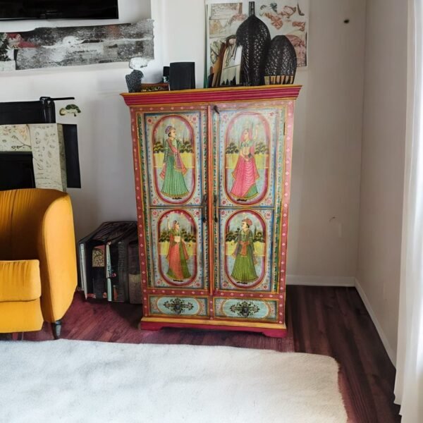 wooden painted cupboard, painted cupboard